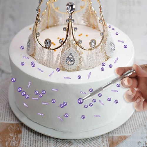 Kasvan Purple Mix Sugar Sprinkles - Edible Candy Pearls with 4-Claw Sprinkle Pen,118g/4.16 Oz, Gift Box Pack, Baking Cake Decorations, Ice Cream Toppings and Cookie Decorating (Purple)