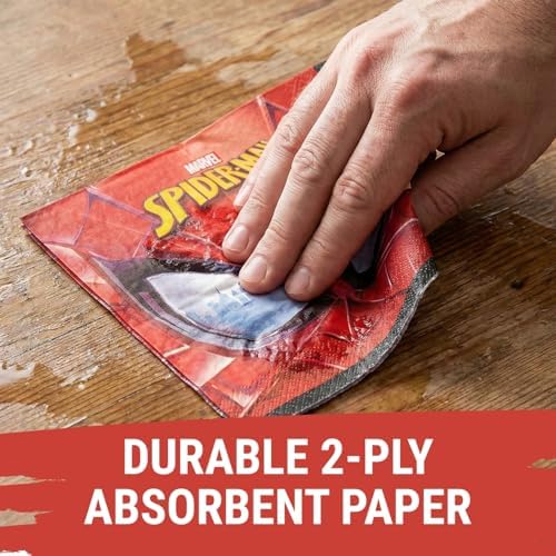 Marvel Spider-Man Luncheon Napkins – 16 Ct. | 6.5" 2-Ply Paper Napkins for Kids Spider-Man Birthday Party Supplies, Superhero Tableware & Decorations