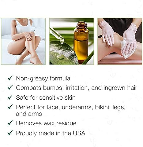 Clean + Easy Post Waxing Treatment, Azulene Oil – for Sensitive Skin, Soothes Irritation & Removes Wax Residue After Hair Removal, After Wax Care, 2 oz