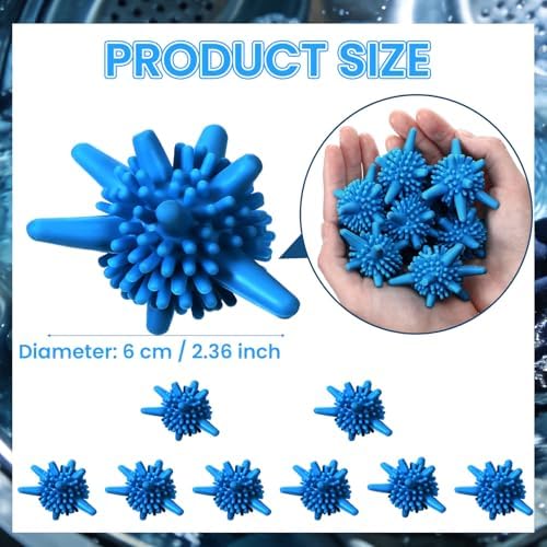 Zhehao 8 Pcs Silicone Dryer Balls Reusable Laundry Agitator Balls for Washer or Dryer 2.36inch Reusable Wrinkle & Pet Hair Reducer for Washing Machine