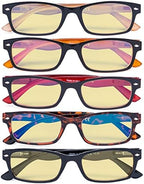 Eyekepper 5 Pack Blue Light Filter Glasses Classic Computer Reading Glasses Yellow Tinted +0.50