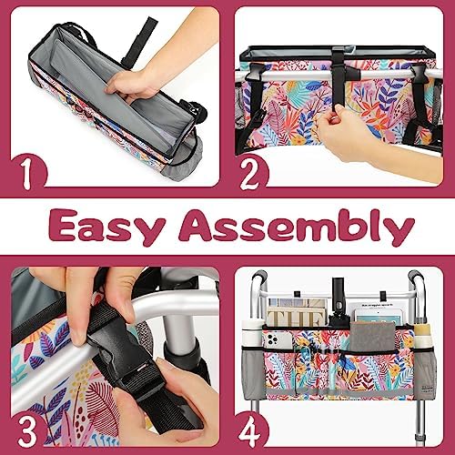 Walker Basket, Folding Walker Bag with Cup Holder, Walker Accessories for Seniors