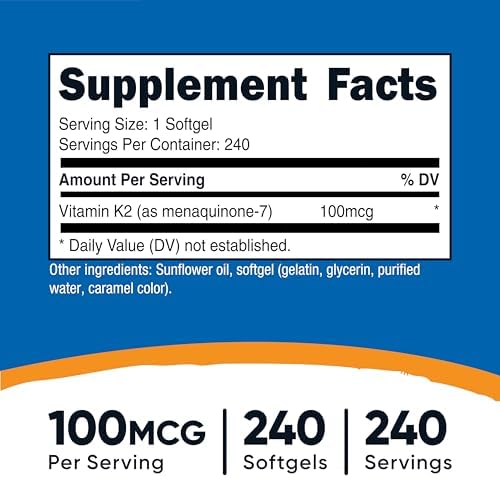 Nutricost Vitamin K2 MK-7 100 mcg, 240 Softgels - Gluten Free and Non-GMO MK7