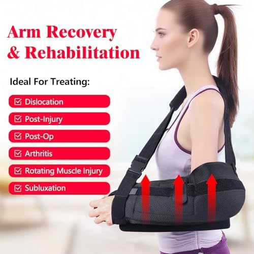 Shoulder Abduction Sling - Immobilizer for Injury Support - Pain Relief Arm Pillow for Rotator Cuff with Removable Wedge Abduction Pillow and Stress Ball, Subluxation, Surgery, Dislocated, Broken Arm