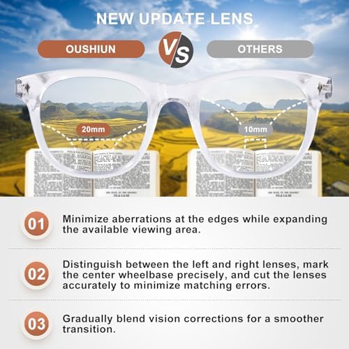 Photochromic Progressive Multifocus Reading Glasses Computer Eyeglasses Transition Readers for Women