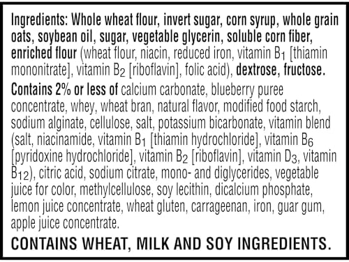Nutri-Grain Breakfast Bars, Made with 14g Whole Grains, Snack Bars, Blueberry (6 Boxes, 96 Count)