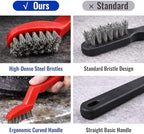 3-Pack Stainless Steel Wire Brush, 6.5 Inch Heavy Duty Cleaning Brush with Curved Ergonomic Handle, Stiff Steel Bristles for Rust Removal, Grill Grates, Metal Cleaning & Deburring