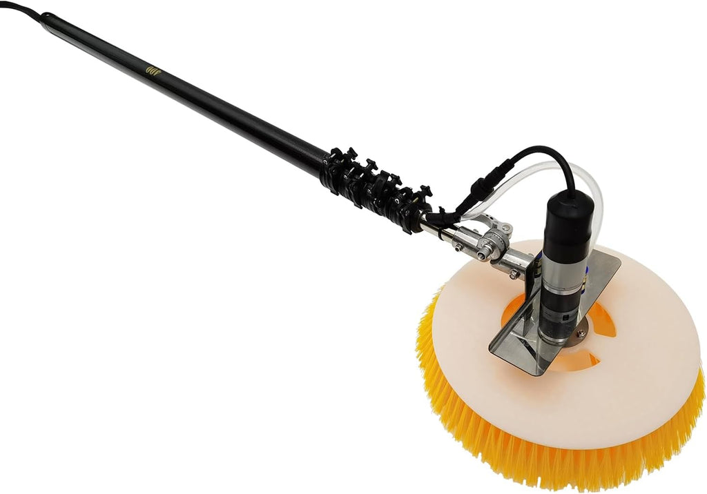 Electric Photovoltaic Panel Cleaning Machine Solar Panel Water Spray Cleaner Brush Handheld Power Photovoltiax Cleaning Brush Telescopic Pole Rotating Nylon Brush φ13.4/19.7ft Length 110V