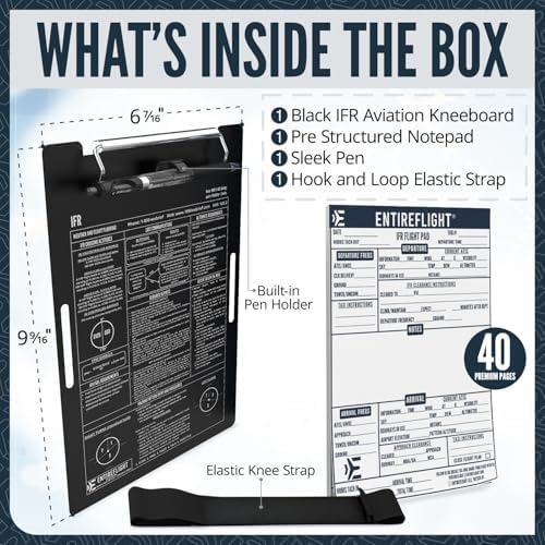 IFR Pilot Kneeboard Aviation Knee Board with Flight Notepad | Pilot Accessories For Student Essentials | Premium aluminum Kneeboard | Flight Simulator Accessories