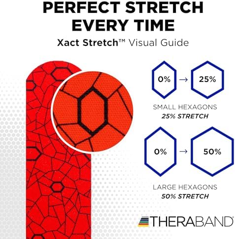 THERABAND Kinesiology Tape, Red/Black, 1 Roll, with XactStretch Indicators, Long-Lasting Athletic Tape for Shoulder, Back & Knee, Latex-Free & Water Resistant for Men and Women, Pre-Cut
