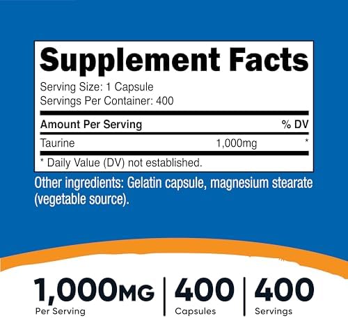 Nutricost Taurine 1000mg, 400 Capsules