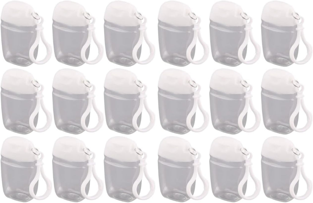 FRCOLOR 18 Pcs Travel Size Bottles with Keychain 30ml Clear Refillable Mini Sample Bottles Leakproof Petg Lotion Containers Essentials for Backpack 2.75 Inch