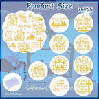 36PCS Edible Christmas Religious Nativity Cupcake Toppers Wafer Paper Happy Birthday Jesus Cupcake Picks Holy Nativity Toppers for Christmas Jesus Theme Party Decor Supplies (Pattern 3)