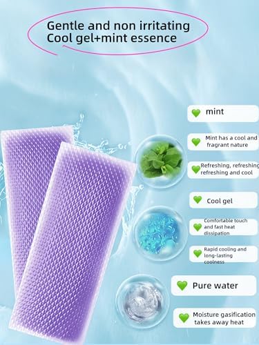 Cooling Gel Patches 20 Pack - 8 Hour Ice Cold Relief for Forehead, Neck & Body | Grape Mint Scented | Instant Temperature Drop for Sunburn, Workouts, | Hypoallergenic, Non-Irritating & Portable