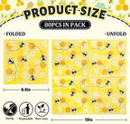 Whaline Bee Paper Napkins 6.5 x 6.5 Inch Bumblebee Daisies Print Disposable Luncheon Napkins Yellow Honeycomb Lunch Napkin for World Bee Day Spring Summer Dinner Buffet Tableware Supplies, 80 Pack
