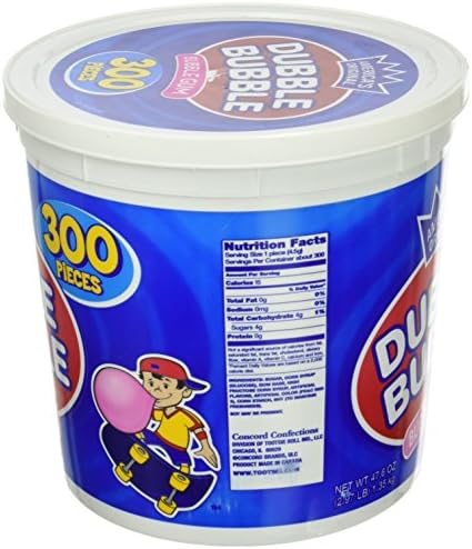 America's Original Dubble Bubble Bubble Gum 47.6 Ounce Value Tub 300 Individually Wrapped Pieces