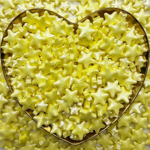 CandiJumpin Edible Stars for Cake Decorating, Yellow Star Sprinkles Star Cake Decorations Edible Large Small Yellow Stars Baby Shower Party Birthday Wedding Christmas Supplies 3 OZ