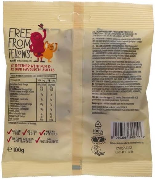 Free From Fellows Cola Bottles 100g X2 UK Imported Candy Sweets Gummies