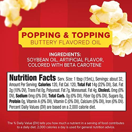 Orville Redenbacher's Popcorn Oil, Butter Flavor, Movie Night Supplies, 16 fl oz. (Pack of 6)