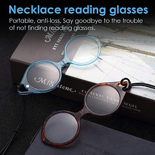TERAISE Reading Glasses Pendant Necklace Readers Lightweight Portable Anti-loss Reading Glasses with Exquisite Case for Women
