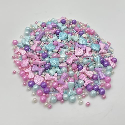 Sentovac Edible Mermaid Pearl Shell Sprinkles | Edible Cake Cupcake Sprinkles 1 Bottle 3.53oz/ 100g | Cookie and Ice Cream Topper Decoration Supplies