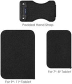 Fintie Universal Tablet Hand Strap Holder - [Dual Stand Supports] Detachable Padded Hook & Loop Fastening Handle Grip with Adhesive Patch for iPad/Galaxy Tab and All 7-11" Tablets, Black