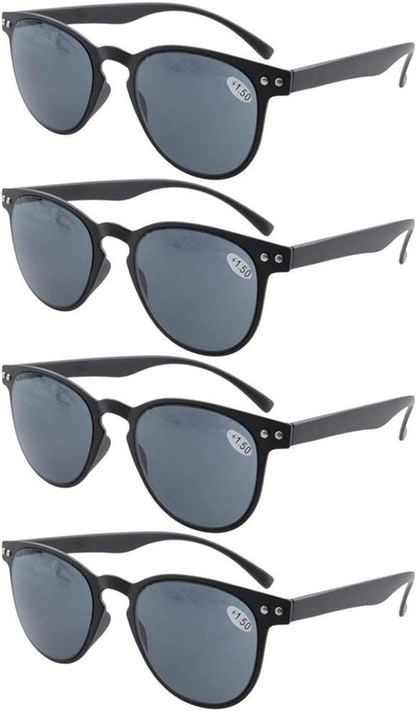 Eyekepper 4-Pack Round Full Coverage Ultrathin Flex Frame Reading Glasses Readers Sunshine Readers +2.0