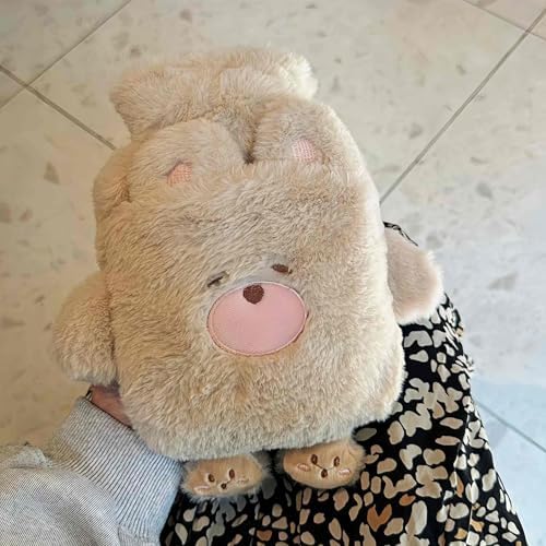 Rubber hot Water Bottle Cute Plush Bear with Soft Cover, Warm Compress Menstrual crampbest Period Pain Relief, Winter Home Essentials Christmas Gift (1 L)