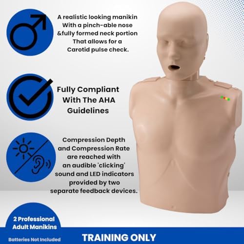 PRESTAN 2 Female CPR Manikin, 2 Male, and 4 Infant CPR Manikin Training Kit w/AED Trainers and Accessories, Medium Tone, MCR Medical