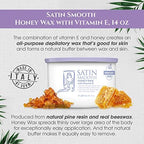 Satin Smooth Honey Wax with Vitamin E, Hair Removal Wax for Sensitive Skin, Full Body Waxing, Ideal for Coarse and Medium Hair, 14oz