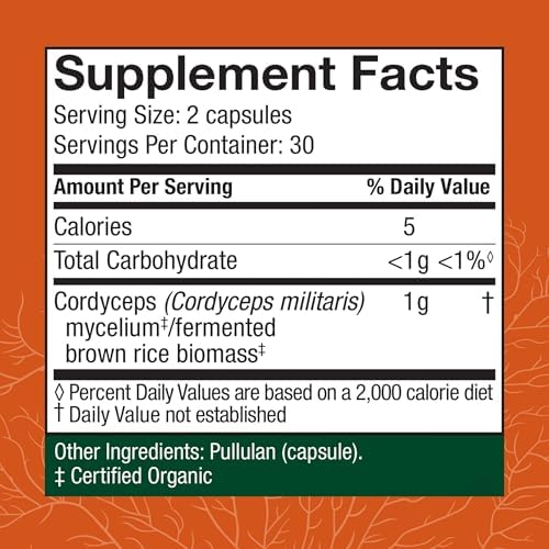 Host Defense Cordyceps Capsules - Immune & Energy Support Supplement - Kidney Health Supplement with Cordyceps - Fitness Support Supplement to Aid Oxygen Uptake - 60 Capsules (30 Servings)*
