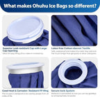 Ice Bags for Injuries Reusable: Ohuhu 3 Packs Ice Cold Packs Ice Bag Hot Water Hot & Cold Therapy Pain Relief for Knee Leg Injury No-Leak Breathable Waterproof Ice Bags 3 Sizes 6"/9"/11", Blue