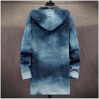Christmas Print Long Cardigan Sweaters for Men Warm Sherpa Fleece Lined Long Sleeve Zip Up Graphic Hooded Jacket