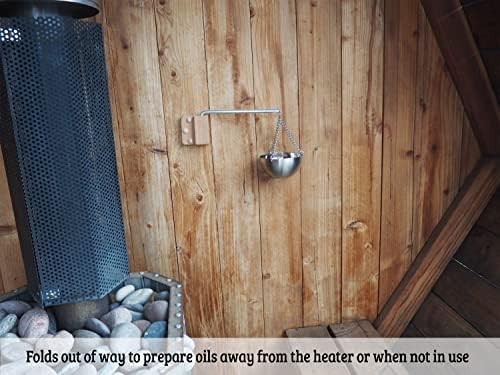 HSE Cedar Sauna Aromatherapy Bowl Oil Cup Holder with Swinging Arm and Screw Covers (Red Cedar)