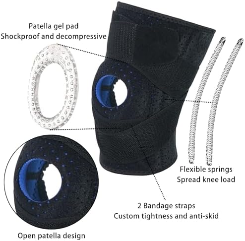 Luwint Plus Size Neoprene Knee Brace, Open Patella Stabilizer with Adjustable Straps Knee Pads Support for Arthritis, ACL, Relieves Pain, Basketball, Sports, 1 Piece