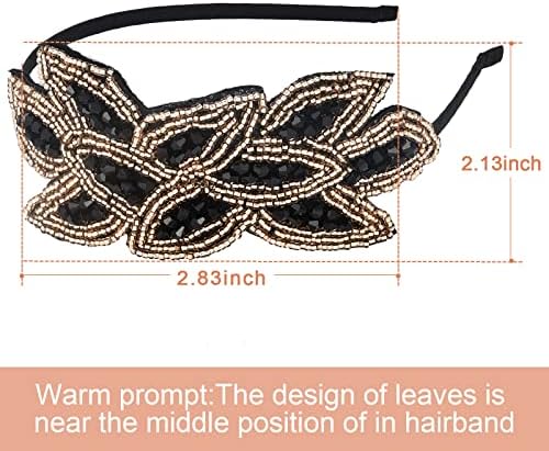 Tatuo 3 Pieces 1920s Flapper Headbands for Women 20s Vintage Headpiece Rhinestone Beaded Leaf Hairband Hair Accessory