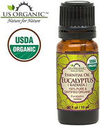 US Organic 100% Pure Eucalyptus Essential Oil (Radiata) - USDA Certified Organic, Steam Distilled - W/Euro droppers (More Size Variations Available) (10 ml / .33 fl oz)