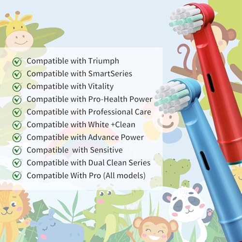 FIRIK Kids Replacement Heads, Compatible with Oral B Braun Kids Electric Toothbrush, Soft Bristles for Sensitive Teeth and Gum, 16 Pack