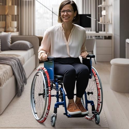 Snowflake Wheelchair Wheel Covers Wear-Resistant Wheelchair Tire Cover Protectors to Protect Floors CarpetsT Christmas Decorations (Fits 24 Inches Wheels)