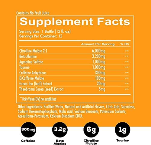 REDCON1 Total War Ready to Drink Pre Workout - Endurance Boosting, Keto Friendly RTD Formula - Amino Acid + Citrulline Malate Pre Workout Drink for Men & Women (Orange Crush, 12 Servings)