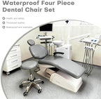 5Pcs Dental Chair Covers Set - Waterproof & Non-Slip PU Leather Elastic Full Covers with Foot, Seat, Headrest & Backrest Protectors for Dental Clinic Chairs(Gray)