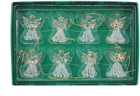 Kurt Adler Clear Glass Angel Ornament, 1.57-Inch, Set of 8