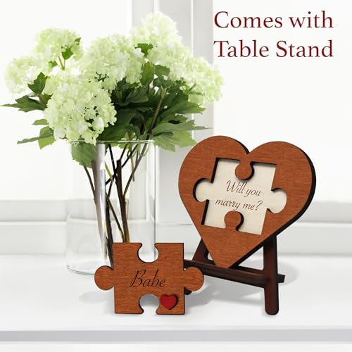 Will You Marry Me Puzzle - Engraved Wedding Proposal Ideas for Boyfriend Girlfriend, Surprise Engagement Proposal Wooden Sign, Romantic Way to Pop the Question to Your Beloved