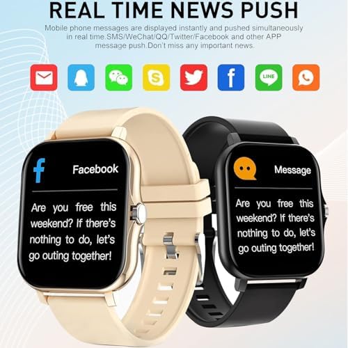 Smart Watch, 1.81" Upgraded Full Touchscreen Smart Watch for Android iPhones with Heart Rate Blood Pressure Monitor, Multiple Sports Fitness Tracker with Smart Watches for Women Men (Black)