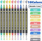 FUNSHOWCASE 10 Edible Markers Metallic Double-sided Bullet and Brush