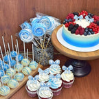40pcs Edible Blue Bowknot Cupcake Toppers Wafer Paper Bowknot Cake Dessert Picks Baby Shower Princess Cupcake Toppers for Birthday Party Decoration Supplies