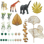 26 PCS Jungle Animal Cake Toppers Safari Animals Figure Gold Palms Picks Jungle Wild One Animals Cake Decorations for Safari Theme Birthday (style 1)