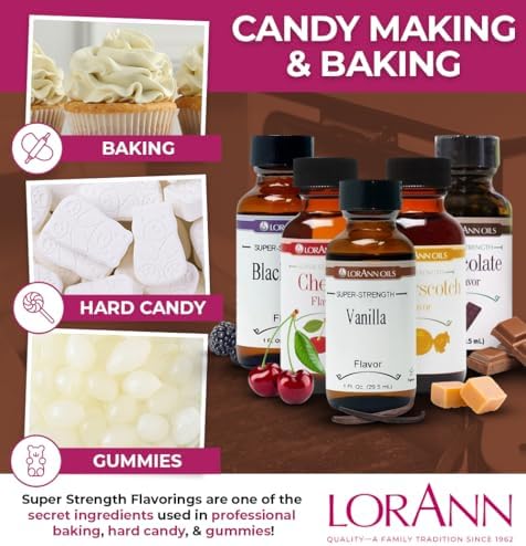 LorAnn Oils Super Strength Flavoring - Used For Candy Making, Flavoring Extracts, Baking, Hard Candy, and Flavor Oils - Bold, Natural Flavors 4X Stronger Than Extracts - Vanilla, 1 fl oz