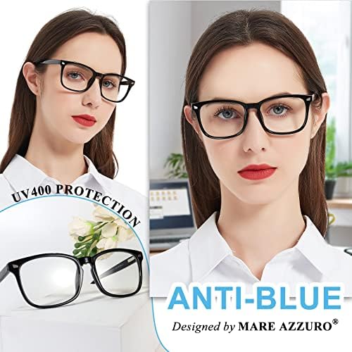 MARE AZZURO Computer Reading Glasses Women Blue Blocking Screen Light Readers 0 1.0 1.25 1.5 1.75 2.0 2.25 2.5 2.75 3.0 3.5 4.0 5.0 6.0 (Black, 150)