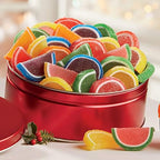 The Swiss Colony Fruitful Delight Jelly Candy Fruit Slices Gift Tin Individually Wrapped Orange, Lemon, Cherry, Lime, Blueberry, Watermelon & Grapefruit Old Fashion Candy, 1 lb. 3/4 oz. net wt.